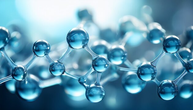 pfas molecule close up shimmering aqua bubbles on blurred background