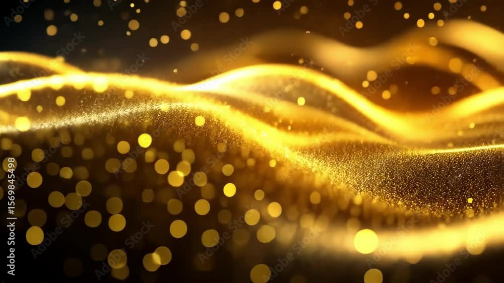 Aufkleber abstract shimmering gold wave background with bokeh lights effect