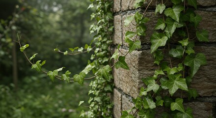 Fototapeta premium Ivy Growing on Stone Wall