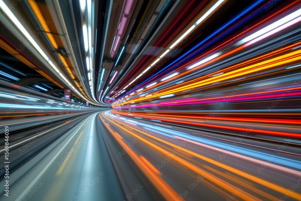 Poster speed of light: an abstract image captures the speed of light, with vibrant and colourful streaks fo