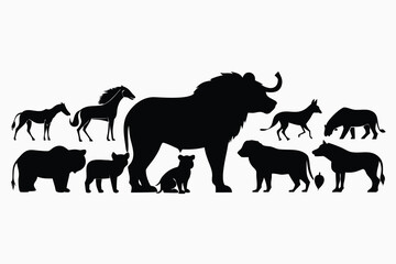 African Wildlife Silhouette Collection Lions, Zebras, and More