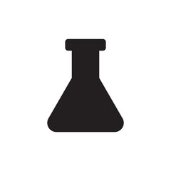 Flat Chemical Flask Icon – Science Vector in Black Style