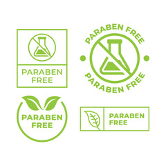 Eco Friendly Paraben Free Logo Set with Leaves and Natural Icons