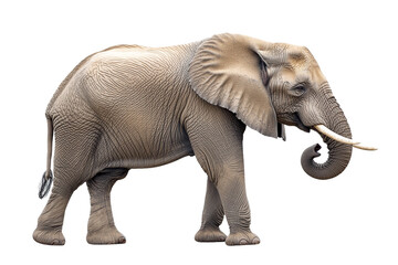 Obraz premium African Elephant, Profile View, Isolated on Transparent PNG, High-Resolution Image