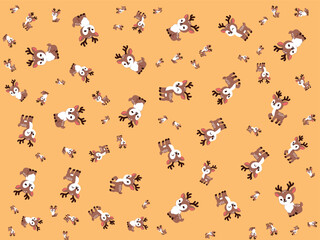 Deers Cartoon Pattern Vector