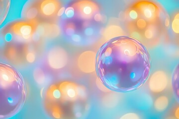 Colorful orbs in a soft pastel light.