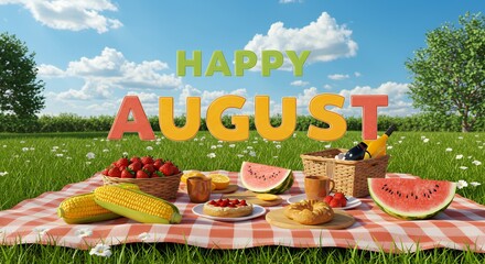 Picnic with Fresh Produce for Happy August
