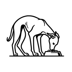Dog eating outline illustration | Sighthound / Greyhound / Whippet / Italian Greyhound 