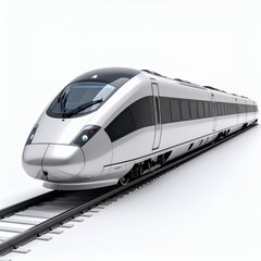 Naklejka premium Sleek streamlined passenger train illustration modern express mobility design on white background