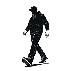 Silhouette of a Walking Person: Black and White Illustration