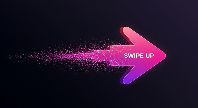 Kinetic 'Swipe Up' arrow with particle trail for vibrant Instagram story call-to-action