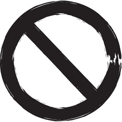 Grungy Black Prohibition or "No" Symbol with Brush Stroke Texture