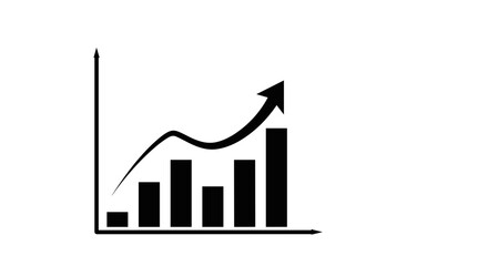 Growth analytics chart showing upward trend with black bars  