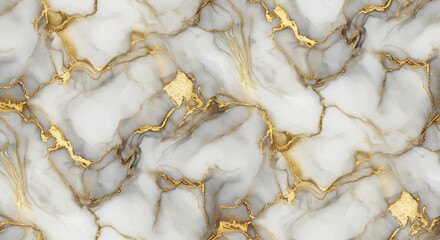 Fototapeta premium Elegant White and Gold Marble Texture Seamless Pattern Background