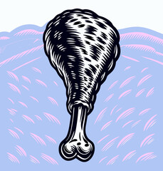 Roasted Turkey Leg Illustration: Vintage Style Food Graphic