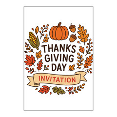Thanksgiving Day Colorfull Invitation Label Design