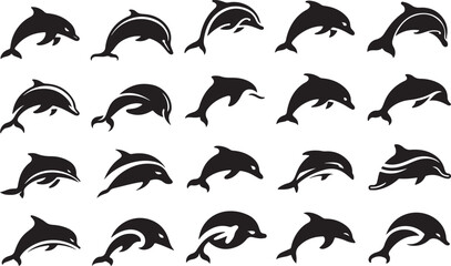 Dolphin fish set vector image