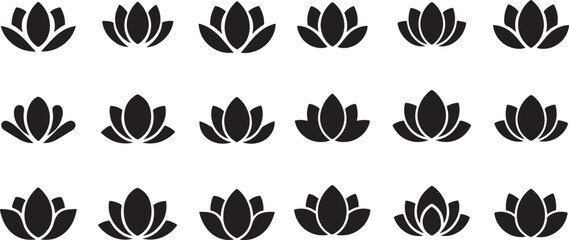 Black and white tulip flower set with natural floral elements in vector design