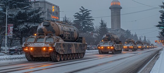 Grand military parade showcasing national pride in the main square of the capital city