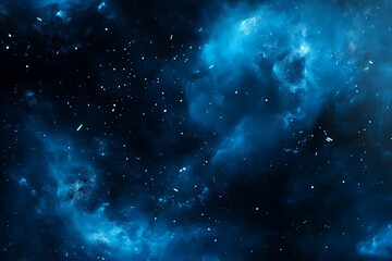 Fototapeta premium Vast cosmic nebula with glowing stars and gaseous clouds in deep blue