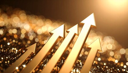 A scene of a gold arrow going up through a chart