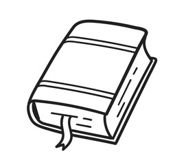 Vector illustration of a closed book with bookmark in simple line art style.