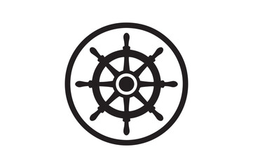 Obraz premium Sailor’s wheel badge silhouette vector art illustration on white background
