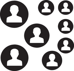 Black and White User and People Icons for a Network Community