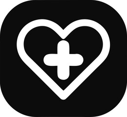 Obraz premium Mobile Health App Black and White Icon