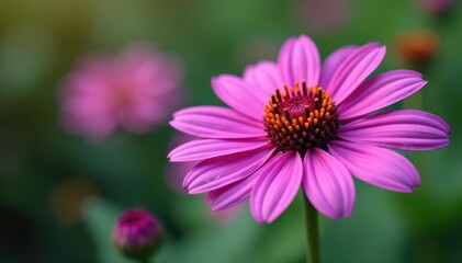 Obraz premium Close-up of vibrant purple coneflower bloom, delicate petals , wildlife, image
