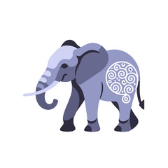 Fototapeta premium Blue Elephant Illustration-Cute Cartoon Animal Design-Perfect for Kids Room Decor-Stylized Elephant Graphic Art-Animal themed Illustrations-Elephant symbol design_