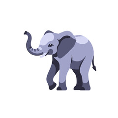 Obraz premium Cartoon Elephant Image- Cute Baby Elephant Illustration on White Background- Adorable Animal Vector Art for Kids and Animal Lovers- Perfect for Prints and Design Projects