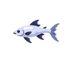 Obraz premium Cartoon Fish Illustration-Cute Blue Fish Graphic-Freshwater Fish Image-Aquatic Animal Clipart-Simple Fish Drawing-Ocean Life Design-Sea Creature Art-Fish Icon-Marine Life Art