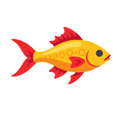 Fototapeta premium Cartoon Goldfish Illustration-Bright and Colorful Fish Design-Playful Aquatic Animal Art-Cute Fish Graphic for Kids-Freshwater Fish Clipart-Swimming Fish Image