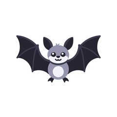 Cute Bat Cartoon Illustration-Halloween Bat Clip Art-Adorable Bat Character Design-Spooky Yet Sweet Bat Image-Cartoon Animal Illustration-Halloween Decoration Ideas