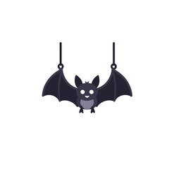 Obraz premium Cute Cartoon Bat Hanging Decoration - Spooky Halloween Decor Idea - Whimsical Holiday Illustration - Bat Ornament for Festive Occasions - Fun Graphic Design