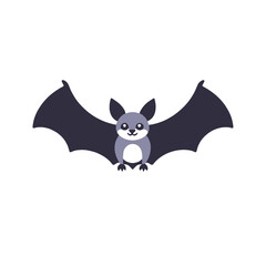 Obraz premium Cute Cartoon Bat Illustration - Halloween Animal Vector - Flying Mammal Graphic for Kids - Adorable Bat Character for Design Projects