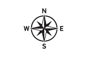 Wind rose compass silhouette vector art illustration on white background