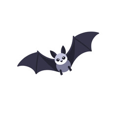 Obraz premium Cute Cartoon Bat for Halloween Decorations- Spooky Season Vector Illustration- Perfect for Kids Crafts and Festive Designs- Flying Bat Clipart Image