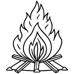 Minimal Holi Bonfire Outline Vector