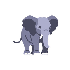 Obraz premium Cute Cartoon Elephant Illustration-Adorable Vector Image of an Elephant-Perfect for Kids Designs-Animal Clip Art Featuring a Grey Elephant with Tusks