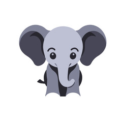 Fototapeta premium Cute Cartoon Elephant Illustration-Adorable Baby Elephant Graphics-Playful Animal Clipart for Kids-Gray Elephant Character Design-Vector Elephant Image