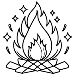 Minimal Holi Bonfire Outline Vector