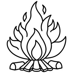 Minimal Holi Bonfire Outline Vector