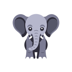 Naklejka premium Cute Cartoon Elephant Illustration-Adorable Baby Elephant Clipart-Perfect for Children's Designs-Animal Graphics-Vector Elephant Image-Kids Artwork-Elephant Icon
