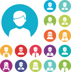 Colorful Set of User Avatars and Profile Icons for Social Media
