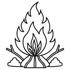 Minimal Holi Bonfire Outline Vector