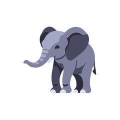 Obraz premium Cute Cartoon Elephant Illustration-Adorable Animal Clipart for Kids-Playful Elephant Graphic Design-Perfect for Children's Books-Smiling Baby Elephant Vector Art