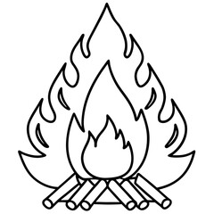 Minimal Holi Bonfire Outline Vector