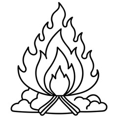 Minimal Holi Bonfire Outline Vector